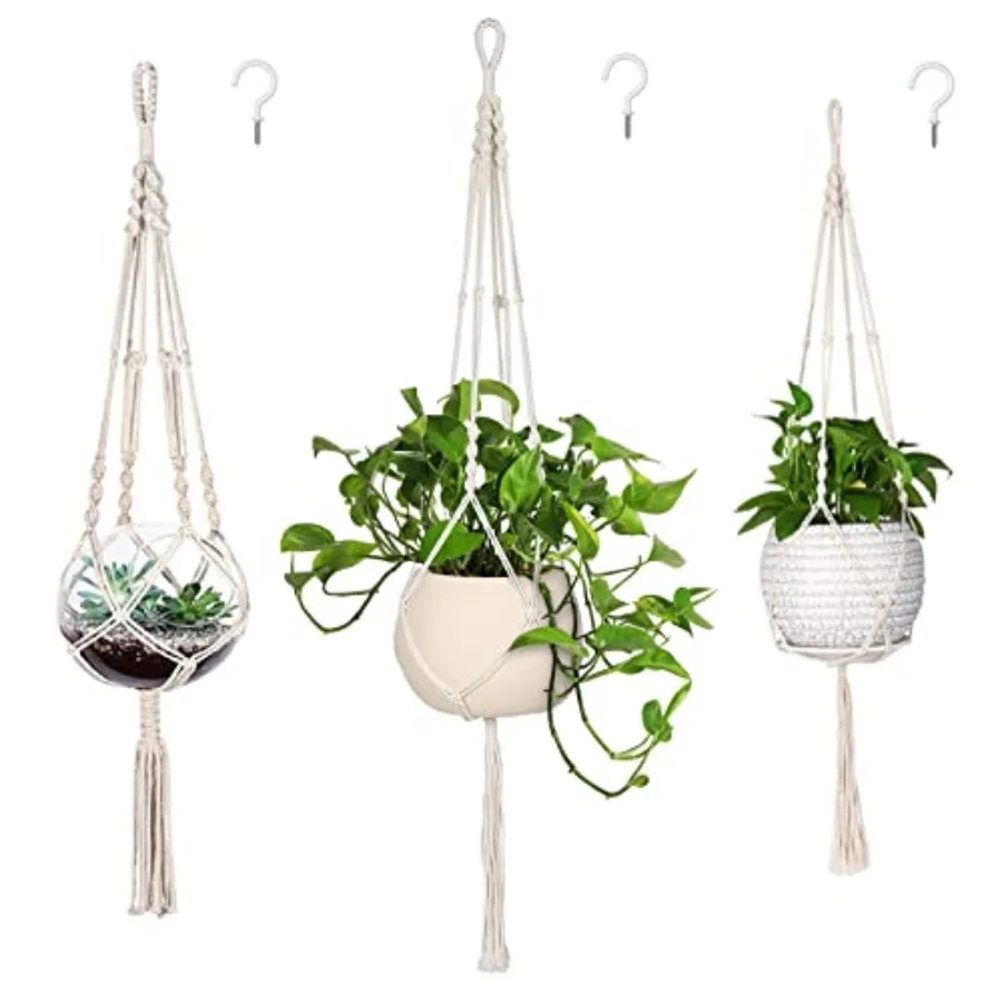 3 Pack Macrame Plant Hangers with Hooks - 3 Sizes 34"/41"/46" Handmade Cotton Indoor/Outdoor Hanging Planter Holders, Boho Home
3 Pack Macrame Plant Hangers with Hooks - 3 Sizes 34"/41"/46" Handmade Cotton Indoor/Outdoor Hanging Planter Holders, Boho Home