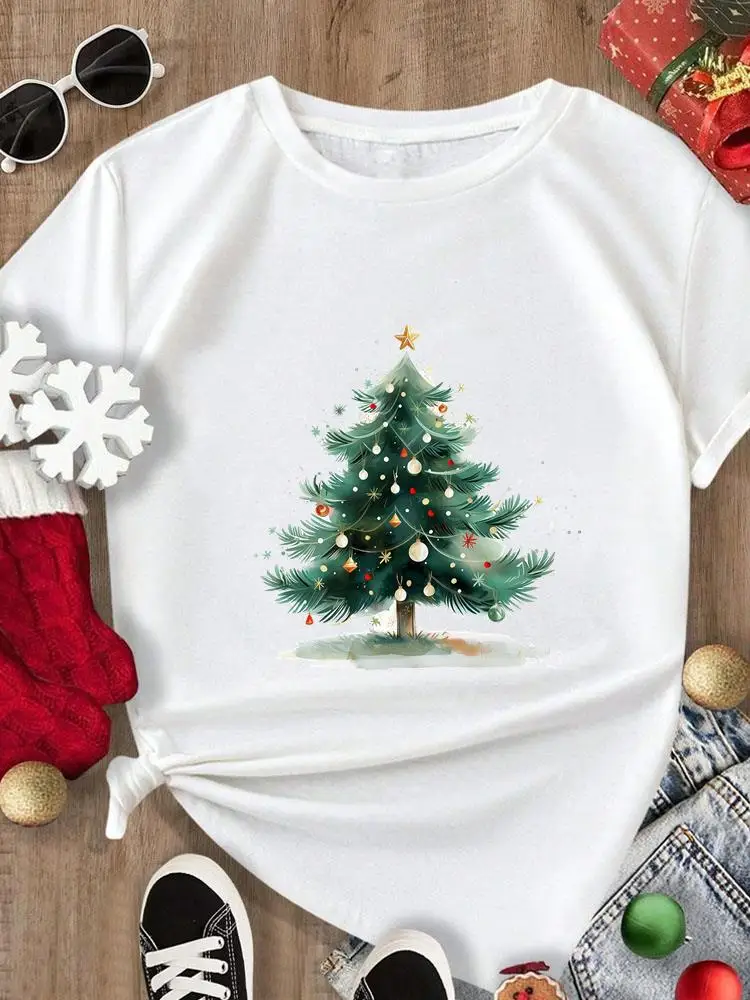 Print Top Holiday Tree Watercolor Style Clothing Graphic Tee New Year Merry Christmas Festival Women T Shirt Fashion T-shirts
Print Top Holiday Tree Watercolor Style Clothing Graphic Tee New Year Merry Christmas Festival Women T Shirt Fashion T-shirts