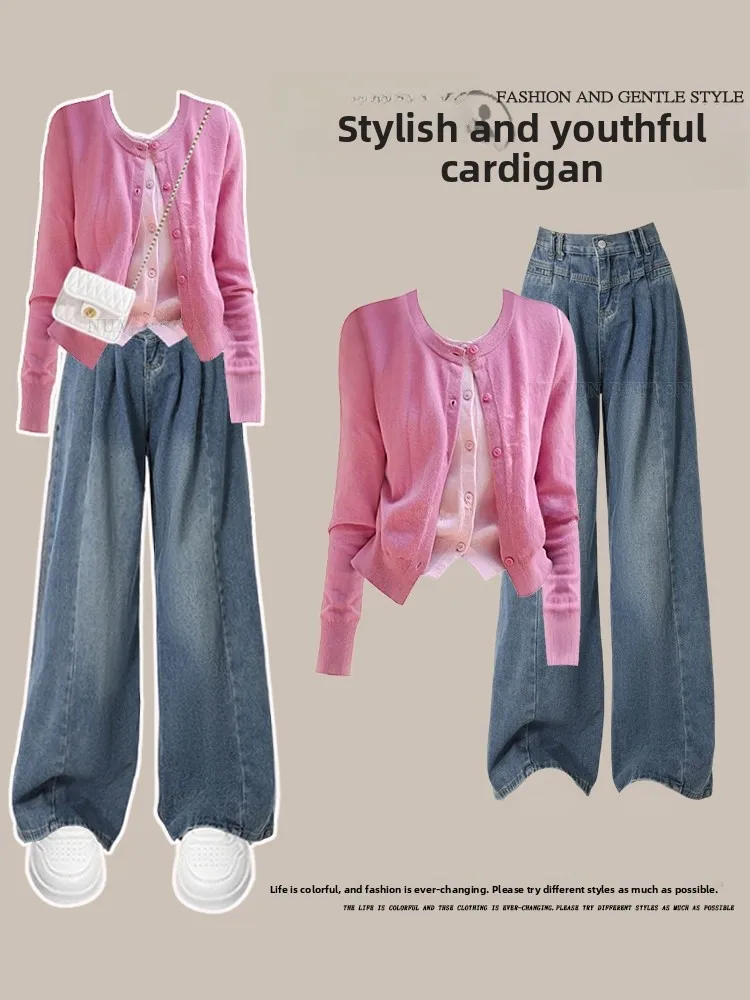 Casual Spring Autumn Women's Knitted Sweater And High Waist Jeans Two-Piece Set Elegant Gentle Style Long Sleeve round Neck
Casual Spring Autumn Women's Knitted Sweater And High Waist Jeans Two-Piece Set Elegant Gentle Style Long Sleeve round Neck