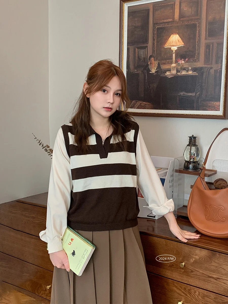 Женский вязаный топ Maixi больших размеров в полоску, имитация двухслойности, повседневный свободный крой, с длинным рукавом, осенняя мода для полных женщин
Женский вязаный топ Maixi больших размеров в полоску, имитация двухслойности, повседневный свободный крой, с длинным рукавом, осенняя мода для полных женщин