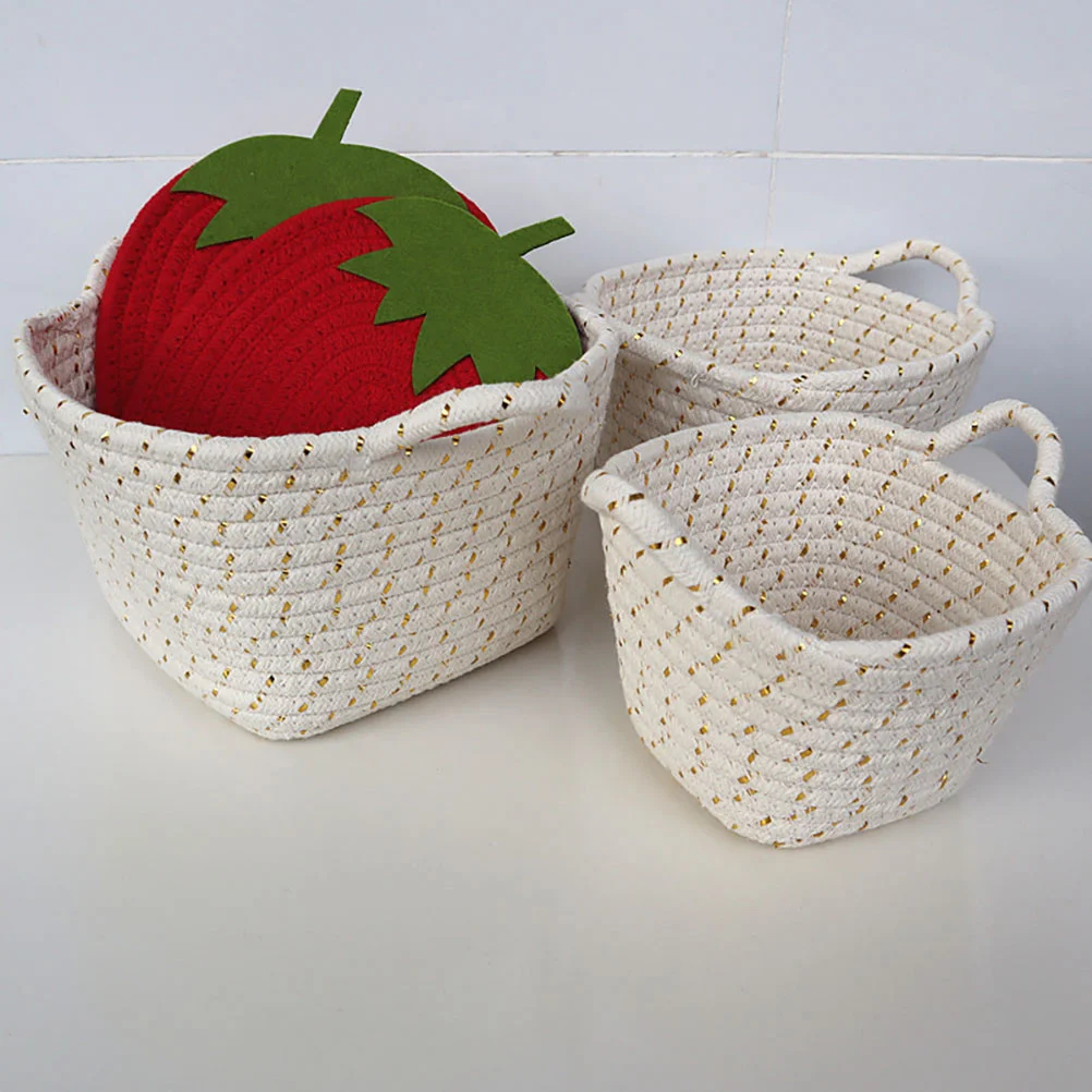 3 pcs Storage Baskets Hand-Sewn Food Holder Woven Baskets Practical Storage Holder For Bedroom Desktop Home Use Strong
3 pcs Storage Baskets Hand-Sewn Food Holder Woven Baskets Practical Storage Holder For Bedroom Desktop Home Use Strong