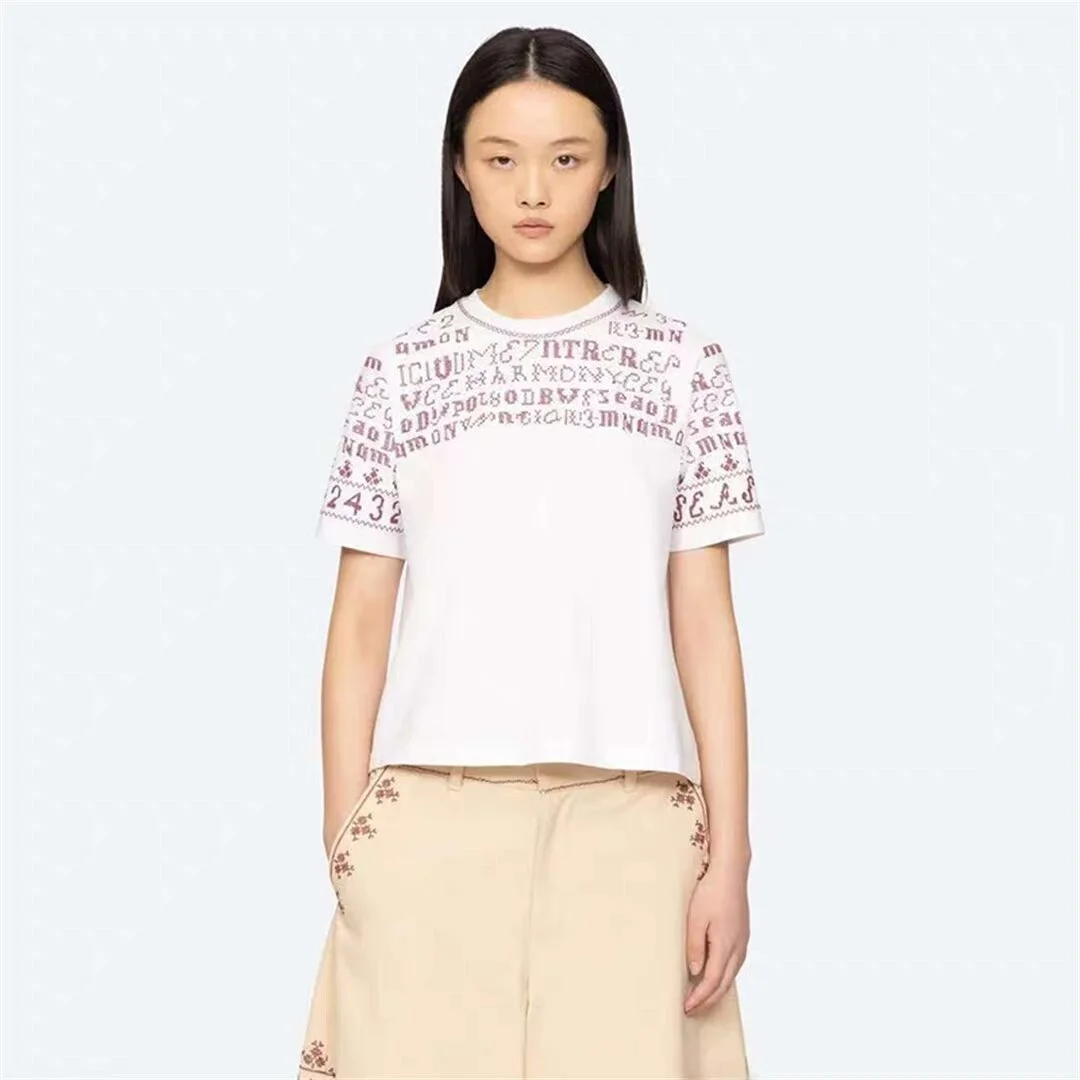 Embroidered Letter T-Shirt Cross Stitch Series New York Style Spring 2026 Casual Cotton Short Sleeve round Neck Short Length
Embroidered Letter T-Shirt Cross Stitch Series New York Style Spring 2026 Casual Cotton Short Sleeve round Neck Short Length