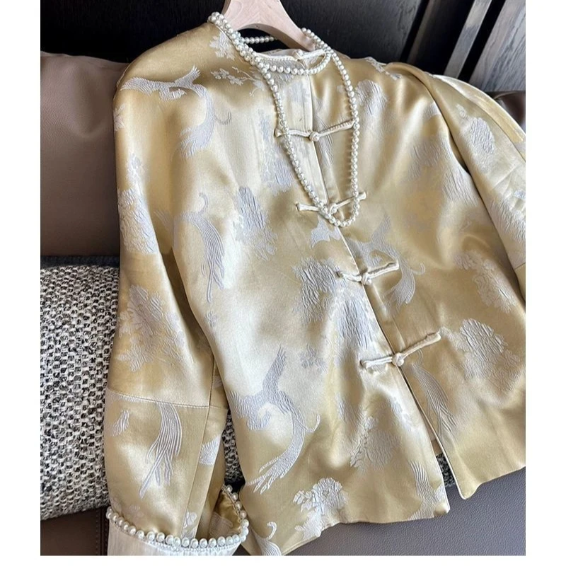 2025 Spring Fall Women Chinese Tang Costume Dobby Floral Patchwork Coat , Woman Clothing Autumn Pearls Jacquard Coats
2025 Spring Fall Women Chinese Tang Costume Dobby Floral Patchwork Coat , Woman Clothing Autumn Pearls Jacquard Coats