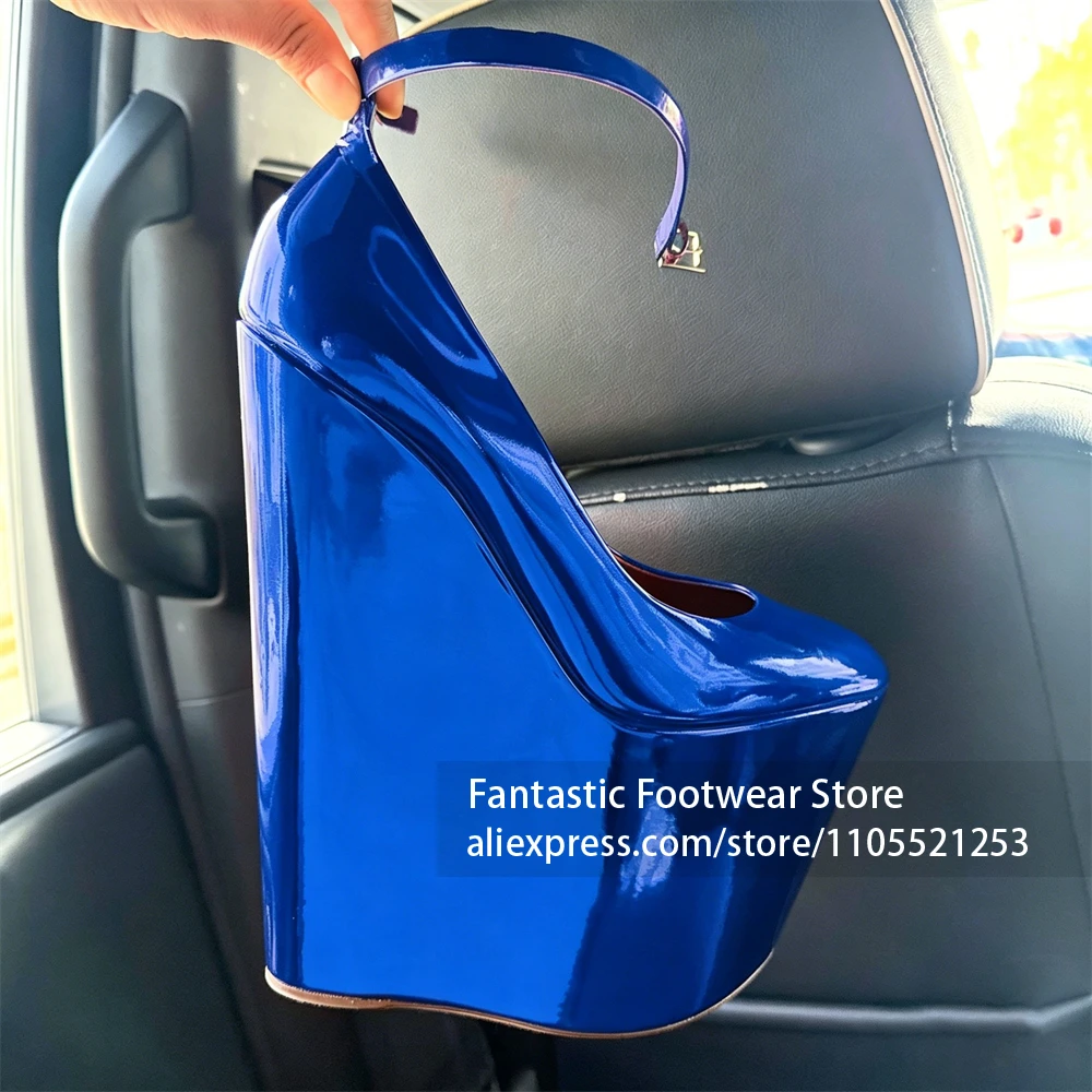 Metallic Platform Wedge Heel Ankle Strap Pumps Super High Heel Party Club Shoes Women's Round Toe Patent Leather Nightclub Heels
Metallic Platform Wedge Heel Ankle Strap Pumps Super High Heel Party Club Shoes Women's Round Toe Patent Leather Nightclub Heels