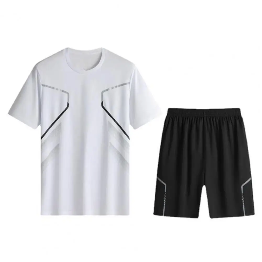 Breathable Sportswear Men's Quick-drying Sportswear Set with Round Neck Tee Shirt Elastic Waist Shorts 2 Piece for Active
Breathable Sportswear Men's Quick-drying Sportswear Set with Round Neck Tee Shirt Elastic Waist Shorts 2 Piece for Active