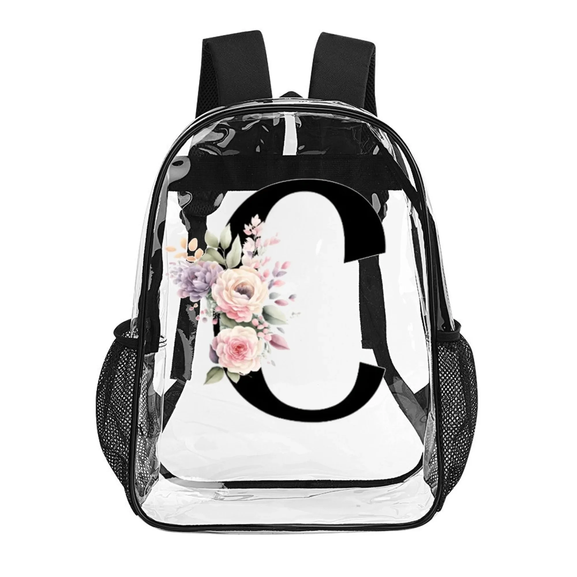 16 in PVC Clear Backpack, Transparent Bag with C Letter Floral Pattern, Chic Gift for School, Daily Use & Festive Occasions
16 in PVC Clear Backpack, Transparent Bag with C Letter Floral Pattern, Chic Gift for School, Daily Use & Festive Occasions