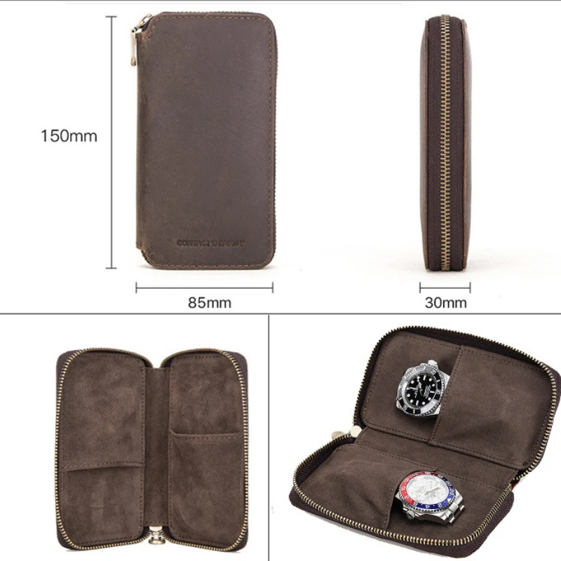 New Rustic Leather Genuine Leather Watch Pouch With Zipper 2 Slots Watch Storage Case Luxury Premium Vintage Watch Organizer Bag
New Rustic Leather Genuine Leather Watch Pouch With Zipper 2 Slots Watch Storage Case Luxury Premium Vintage Watch Organizer Bag