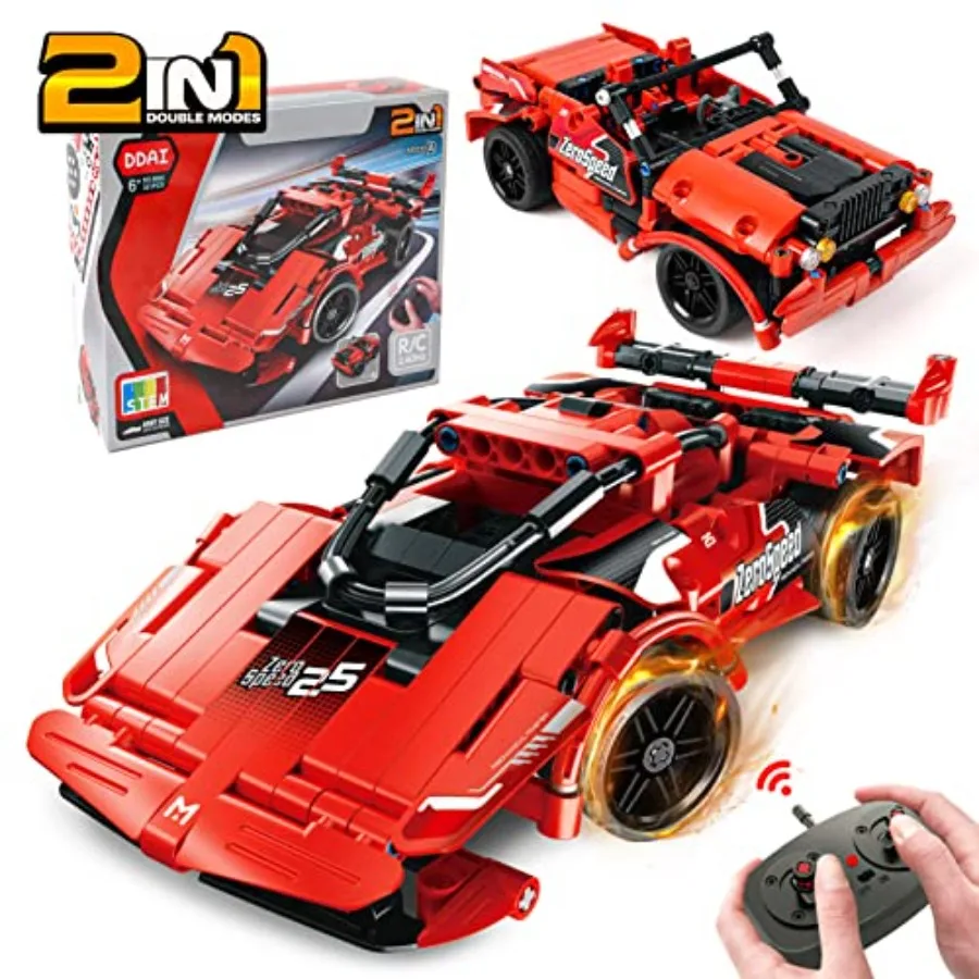 RC Toy Best Birthday Gifts for Age 6-12 : 2-in-1 Remote Control Racing Car 351-Pcs DIY Building Blocks Kit ABS Plastic Red/Blac
RC Toy Best Birthday Gifts for Age 6-12 : 2-in-1 Remote Control Racing Car 351-Pcs DIY Building Blocks Kit ABS Plastic Red/Blac