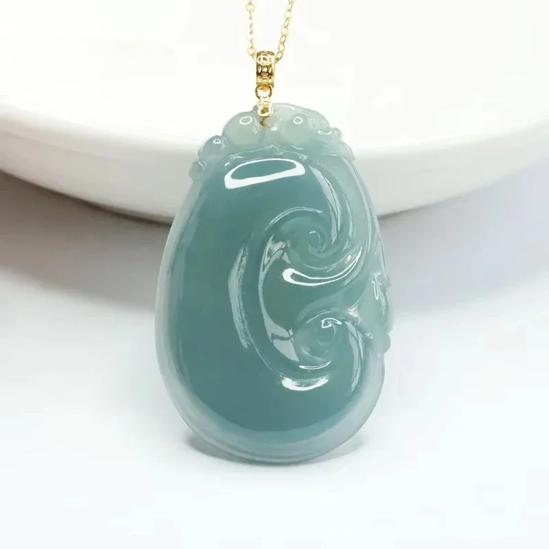 18k Gold Set with Natural Jadeite Blue Water Ruyi Pendant Hand-carved Fashion Luxury Jewelry for Men and Women Necklace Gift
18k Gold Set with Natural Jadeite Blue Water Ruyi Pendant Hand-carved Fashion Luxury Jewelry for Men and Women Necklace Gift