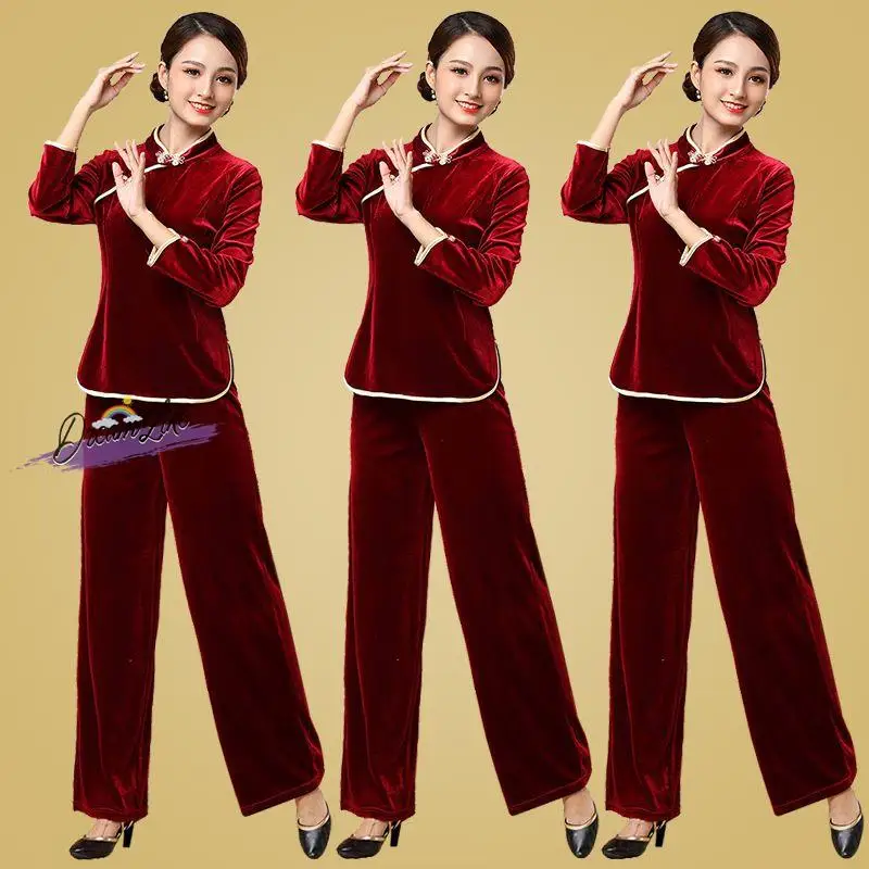 Autumn Winter Square Dance Costume Set New Style Stand Collar Buttoned Dance Outfit Classical Fan Dance Performance...
Autumn Winter Square Dance Costume Set New Style Stand Collar Buttoned Dance Outfit Classical Fan Dance Performance...