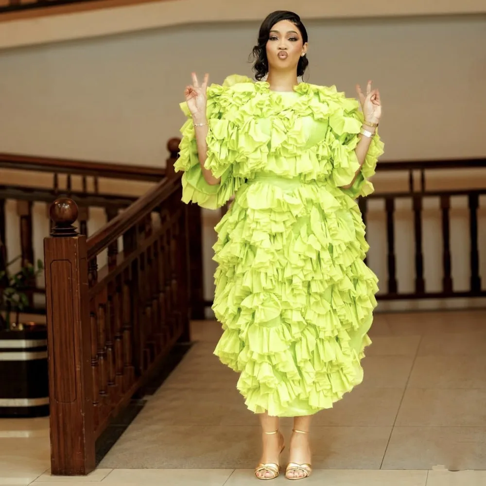 Fluorescent Green Puffy Evening Dresses O Neck Half Sleeves Plus Size Prom Dress Ankle Length Wedding Party Gowns
Fluorescent Green Puffy Evening Dresses O Neck Half Sleeves Plus Size Prom Dress Ankle Length Wedding Party Gowns