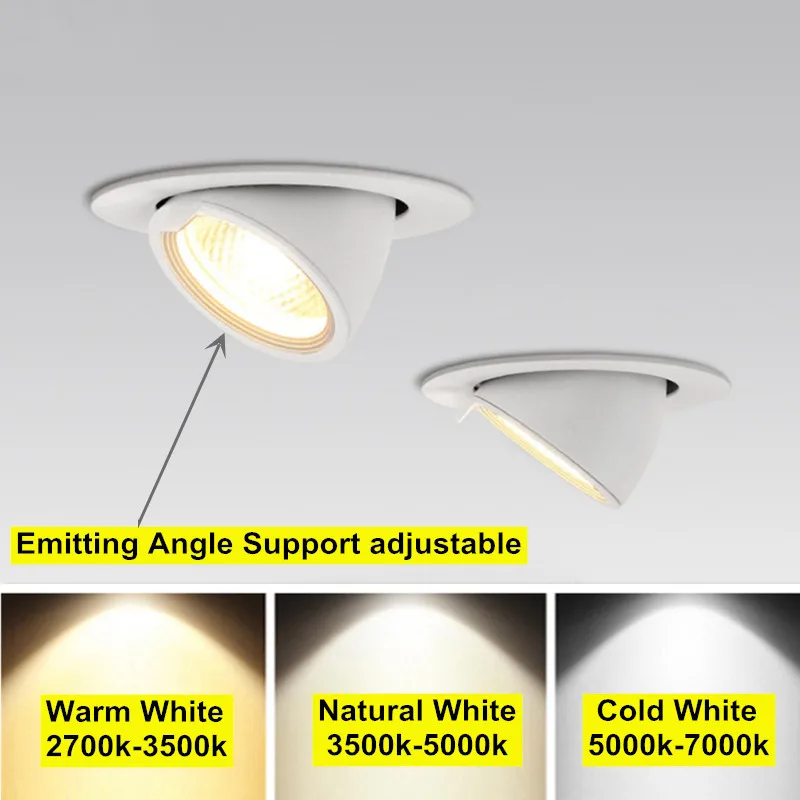 Dimmable LED downlight 10W 15W 25W 30W adjustable 360 Degree led light 3000K/4000K/6000K Recessed Trunk downlight AC85-265V
Dimmable LED downlight 10W 15W 25W 30W adjustable 360 Degree led light 3000K/4000K/6000K Recessed Trunk downlight AC85-265V
