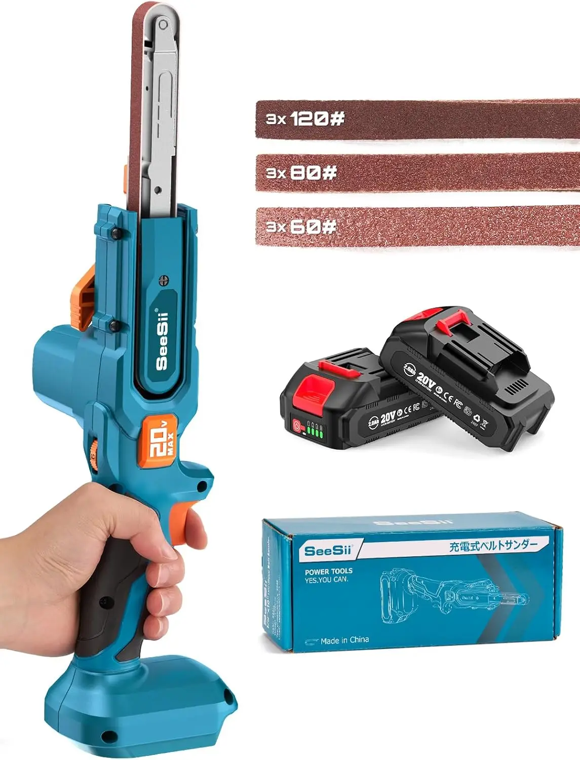 Mini Belt Sander 1/2" x 18", 6 Speeds Max 1700 FT/Min, with 2x2.0Ah Battery, Charger, Hand Held for Metal, Wood, Plastic
Mini Belt Sander 1/2" x 18", 6 Speeds Max 1700 FT/Min, with 2x2.0Ah Battery, Charger, Hand Held for Metal, Wood, Plastic