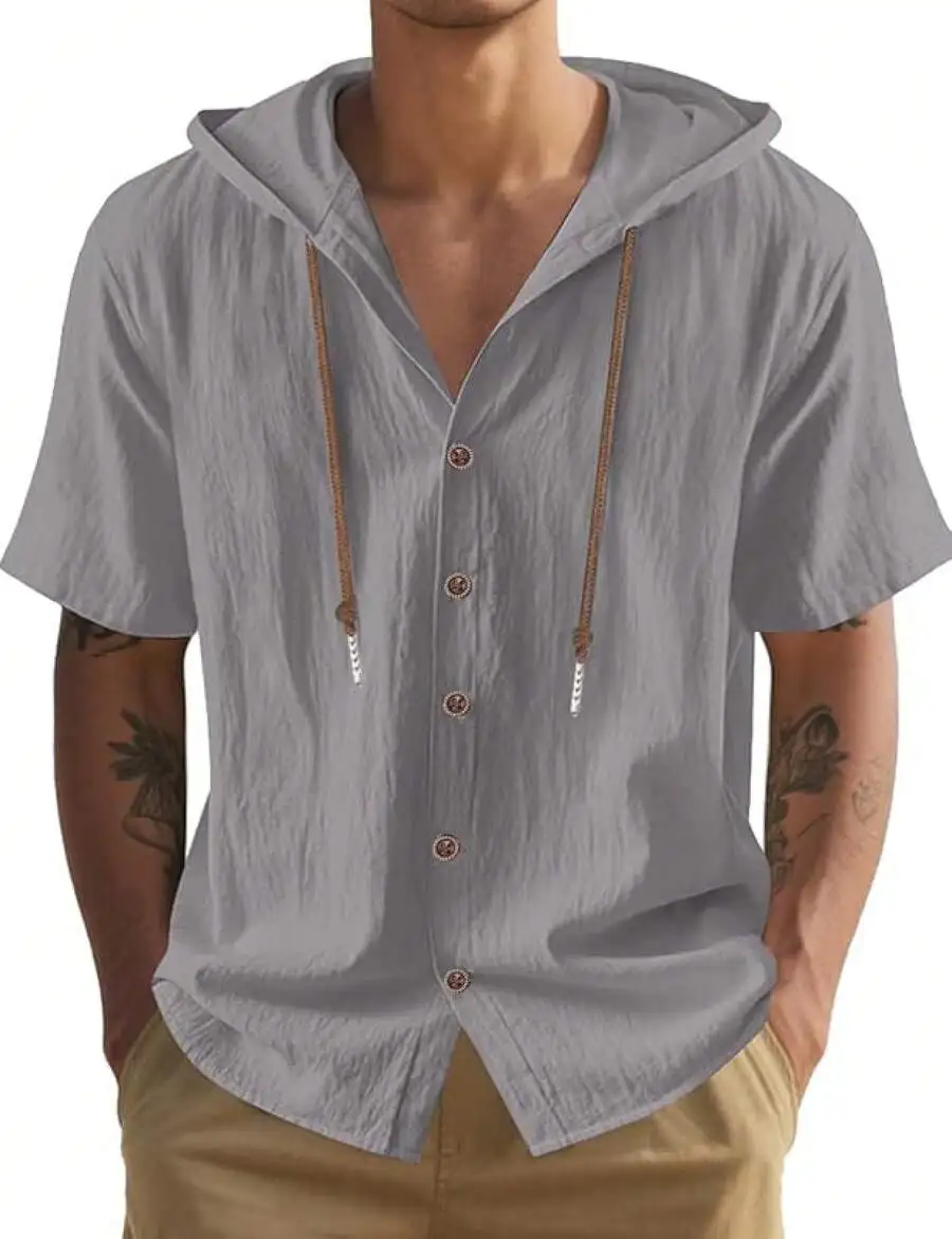 Mens Cotton Linen Short Sleeve Hooded Button Down Casual Shirt Summer Beach
Mens Cotton Linen Short Sleeve Hooded Button Down Casual Shirt Summer Beach