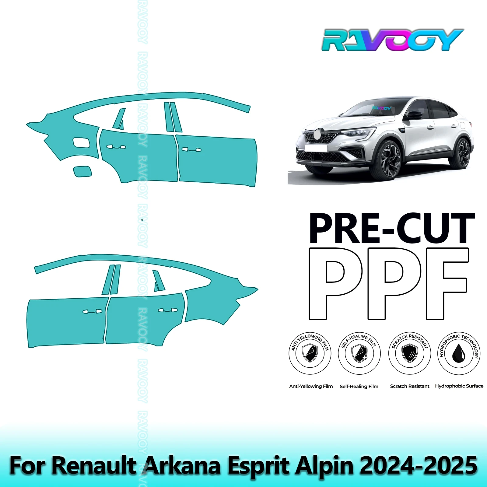 For Renault Arkana Esprit Alpin 2024-2025 8.5mil Clear Matte Pre-Cut PPF Door & A/B Pillar Kit TPU Paint Protection Film Set
For Renault Arkana Esprit Alpin 2024-2025 8.5mil Clear Matte Pre-Cut PPF Door & A/B Pillar Kit TPU Paint Protection Film Set