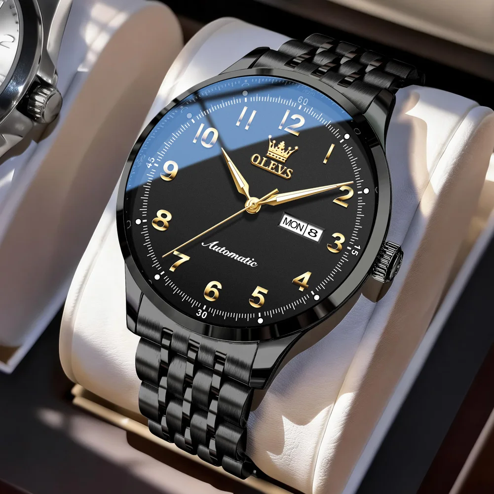 Новые мужские часы OLEVS из черной стали, роскошные автоматические часы для мужчин, механические наручные часы из нержавеющей стали
Новые мужские часы OLEVS из черной стали, роскошные автоматические часы для мужчин, механические наручные часы из нержавеющей стали