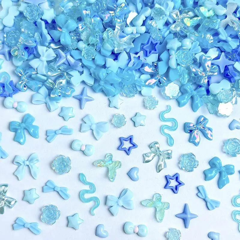 50Pcs Minimalist Four-star Mint Blue Series Nail Art Charms Aurora Double layered Butterfly Flowers Glossy Bow Nail Decorations
50Pcs Minimalist Four-star Mint Blue Series Nail Art Charms Aurora Double layered Butterfly Flowers Glossy Bow Nail Decorations