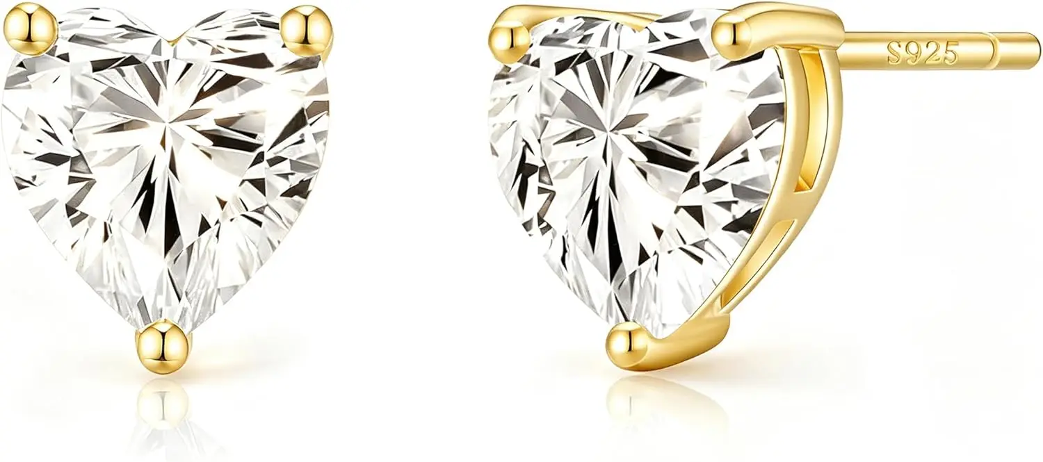 Sterling Silver Heart Stud Earrings for Women, 925 Silver Post with Cubic Zirconia, Hypoallergenic Cute Small Jewelry
Sterling Silver Heart Stud Earrings for Women, 925 Silver Post with Cubic Zirconia, Hypoallergenic Cute Small Jewelry