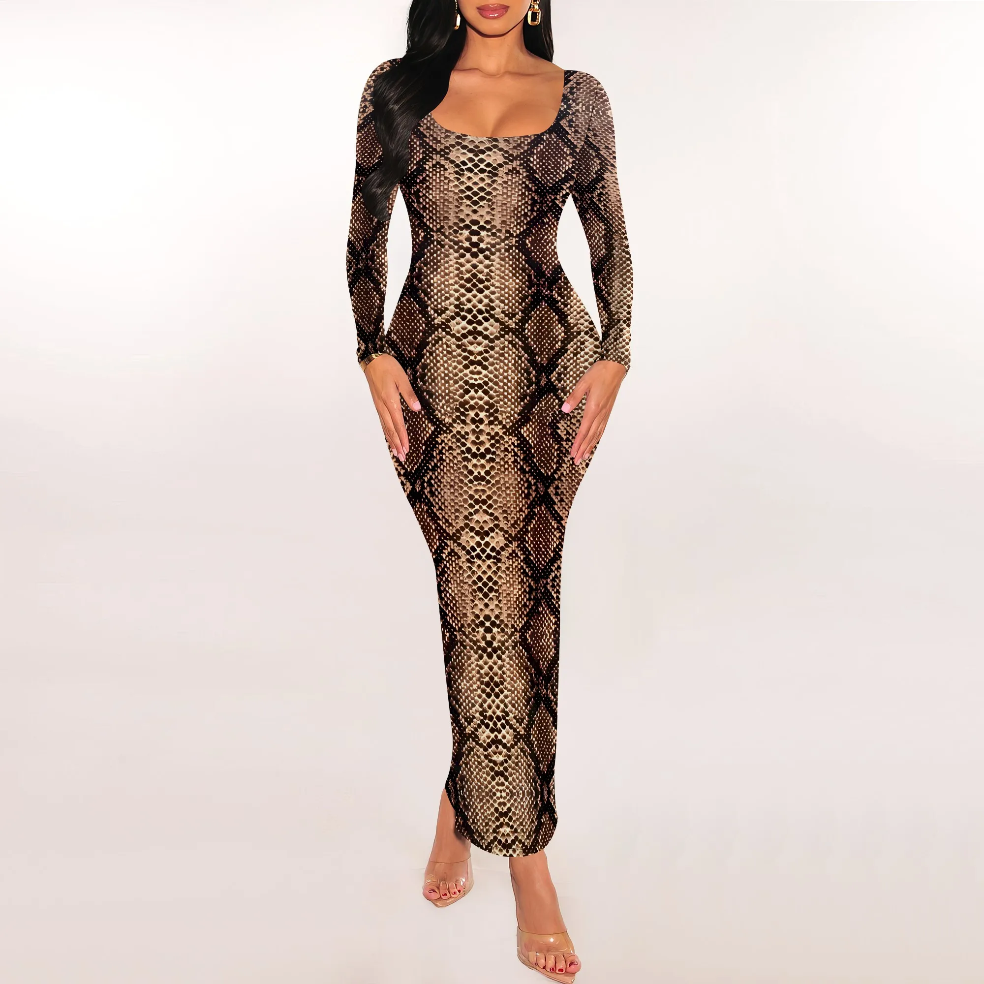 Snakeskin Print Bodycon Maxi Dress Women Long Sleeve Sexy Slim Fit Elegant Clubwear Outfit
Snakeskin Print Bodycon Maxi Dress Women Long Sleeve Sexy Slim Fit Elegant Clubwear Outfit