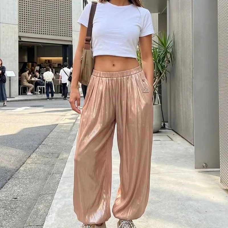 Women Low Waist Lantern Pants Shiny Streetwear Jogger Tapered Drape Long Casual Elastic Cuff Spring Summer 2026 Fashion Style
Women Low Waist Lantern Pants Shiny Streetwear Jogger Tapered Drape Long Casual Elastic Cuff Spring Summer 2026 Fashion Style
