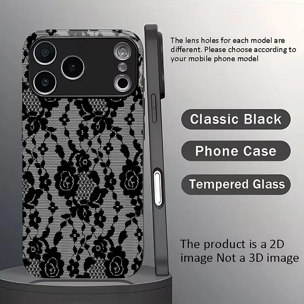 Elegant Black Rose Lace phone case mobile phones for iphone 17 pro max cover Glass for iPhone 17、16、15、14、13、12、11pm Pro Plus
Elegant Black Rose Lace phone case mobile phones for iphone 17 pro max cover Glass for iPhone 17、16、15、14、13、12、11pm Pro Plus