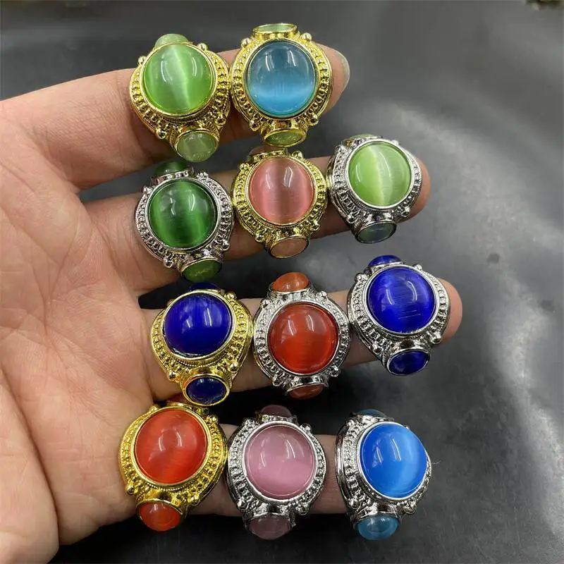 Inlaid Ice Blue Cat's Eye Ring, Unisex Pink Jade Ring, Green & Red Inlaid Gemstone Finger Ring Band
Inlaid Ice Blue Cat's Eye Ring, Unisex Pink Jade Ring, Green & Red Inlaid Gemstone Finger Ring Band