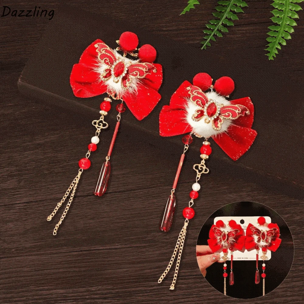 1 Pair Chinese Style Hanfu Red Hair Clips Flower Pearl New Year Headwear Cute Butterfly Bow Tassel Hairpin New Year Gifts
1 Pair Chinese Style Hanfu Red Hair Clips Flower Pearl New Year Headwear Cute Butterfly Bow Tassel Hairpin New Year Gifts