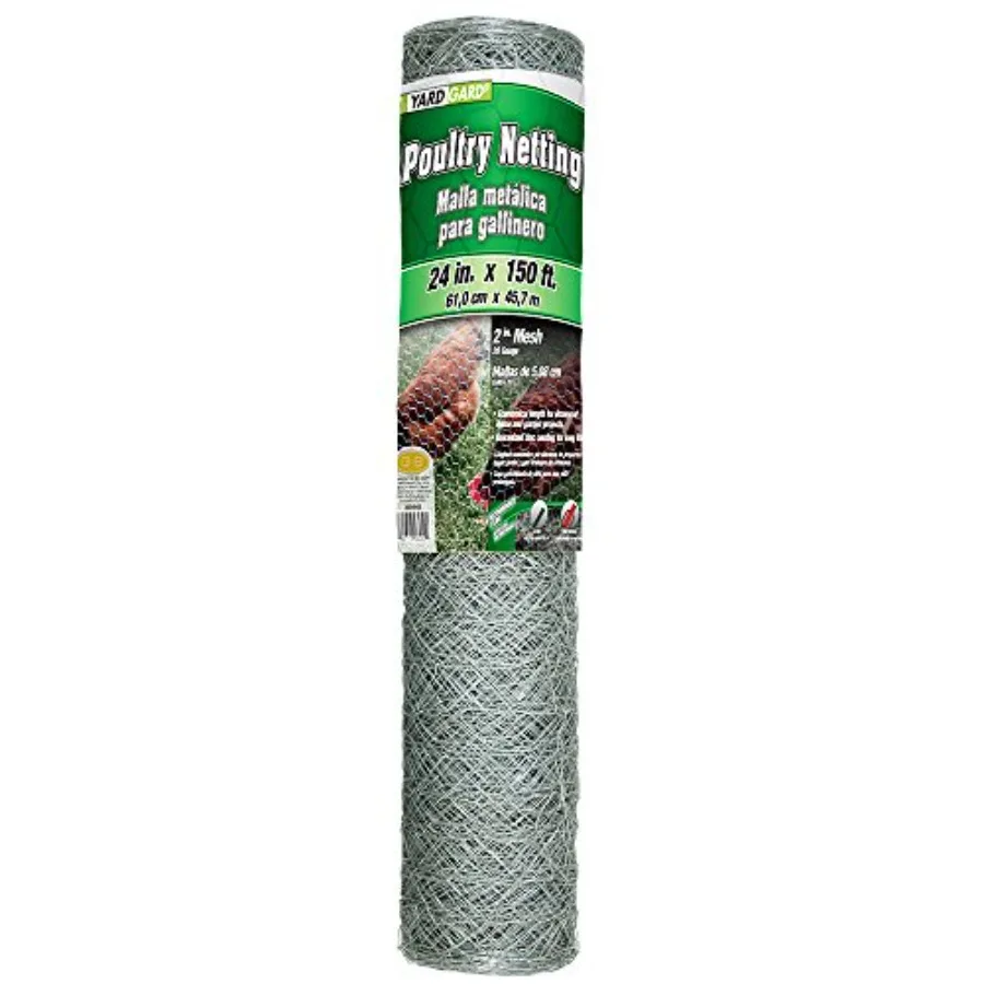 YARDGARD 2 Inch Twisted Mesh Wire Fence 24 in. x 150 ft. 20‑Gauge Galvanized Steel For Poultry Netting Chicken Coops Garden Pro
YARDGARD 2 Inch Twisted Mesh Wire Fence 24 in. x 150 ft. 20‑Gauge Galvanized Steel For Poultry Netting Chicken Coops Garden Pro
