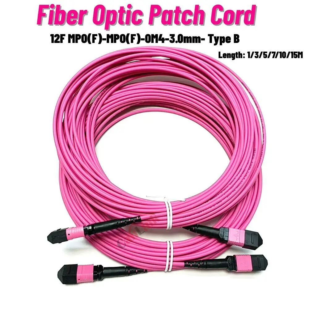 OM4 MPO Type B Fiber Optic Patch Cord, Multi Mode, Female To Female, 1M, 3M, 5M, 10M, 15M, 12 Core Type B 1pc
OM4 MPO Type B Fiber Optic Patch Cord, Multi Mode, Female To Female, 1M, 3M, 5M, 10M, 15M, 12 Core Type B 1pc