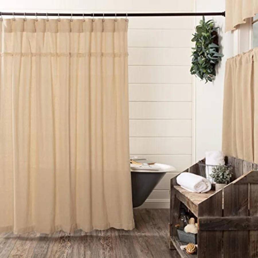 100% Cotton Burlap Vintage Farmhouse Bath Decor Fringed Shower Curtain- Beige, 72x72
100% Cotton Burlap Vintage Farmhouse Bath Decor Fringed Shower Curtain- Beige, 72x72