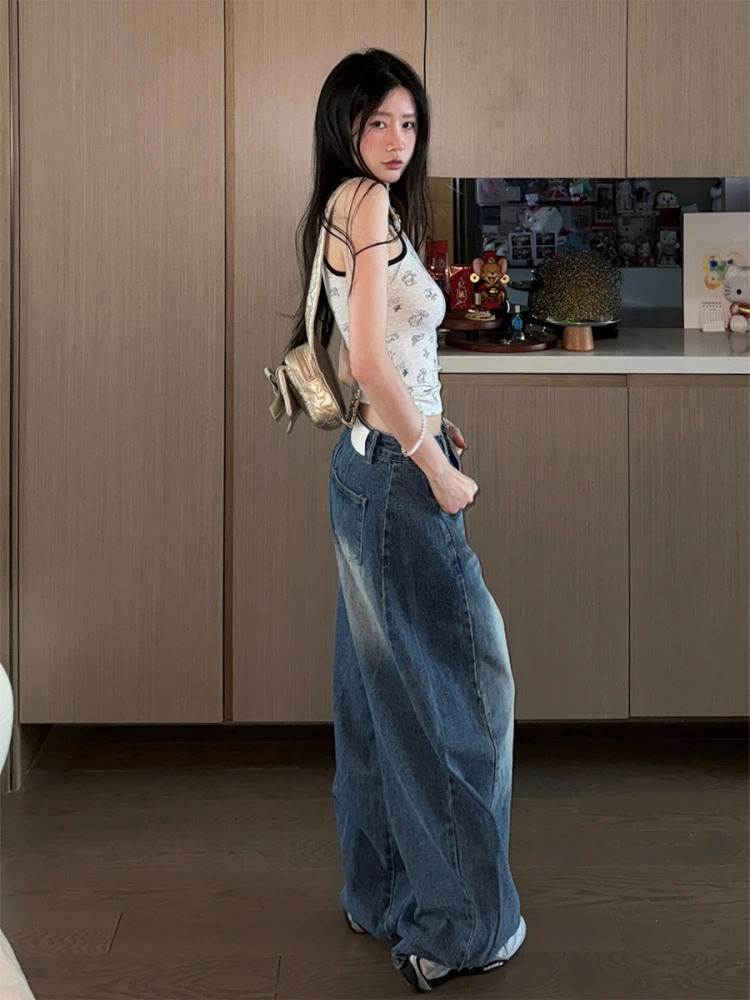 High Waist Wide Leg Pants Casual American Retro High Street Women's Loose Long Trousers Versatile Blue Jeans Summer Faion
High Waist Wide Leg Pants Casual American Retro High Street Women's Loose Long Trousers Versatile Blue Jeans Summer Faion
