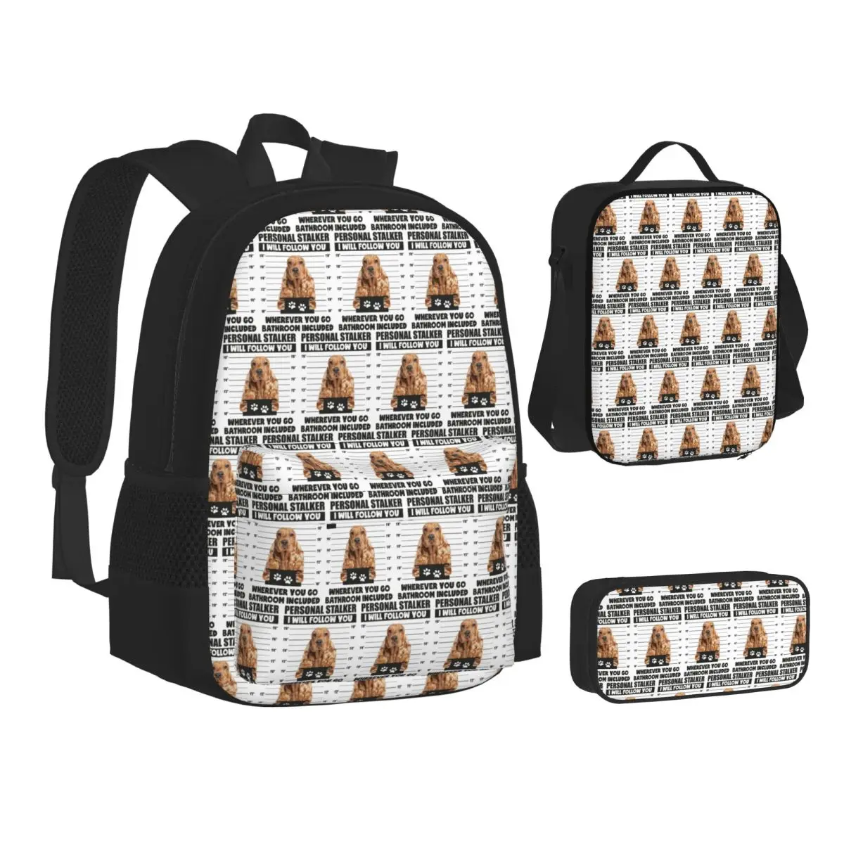 Funny English Cocker Spaniel Puppy Sayings BackpacksChildren School Bags Kids Rucksack Lunch Bag Pen Bag Three-Piece Set
Funny English Cocker Spaniel Puppy Sayings BackpacksChildren School Bags Kids Rucksack Lunch Bag Pen Bag Three-Piece Set