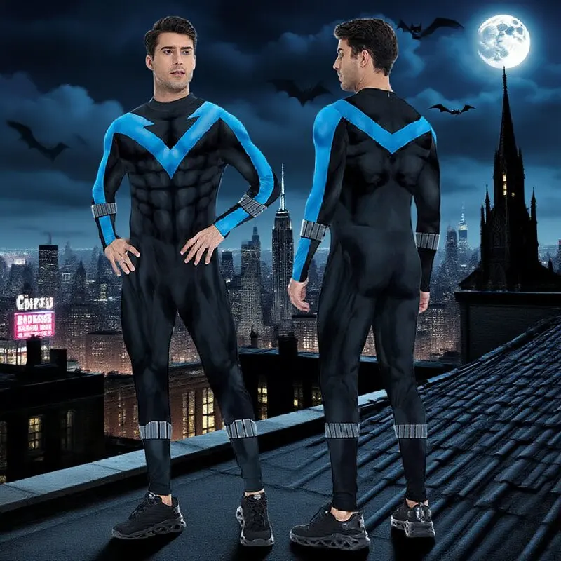 Night Wing Costume Men's Tight Bodysuit Halloween Superhero Cosplay Outfit 3D Digital Print Jumpsuit Movie Comic Anime Clothes
Night Wing Costume Men's Tight Bodysuit Halloween Superhero Cosplay Outfit 3D Digital Print Jumpsuit Movie Comic Anime Clothes