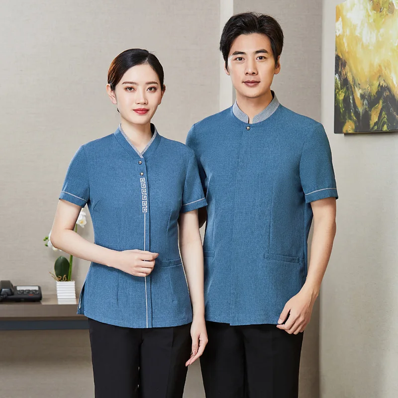 Short-sleeved summer cleaning uniforms for hotel staff and hotel room attendantspaProperty cleaning staff uniforms
Short-sleeved summer cleaning uniforms for hotel staff and hotel room attendantspaProperty cleaning staff uniforms