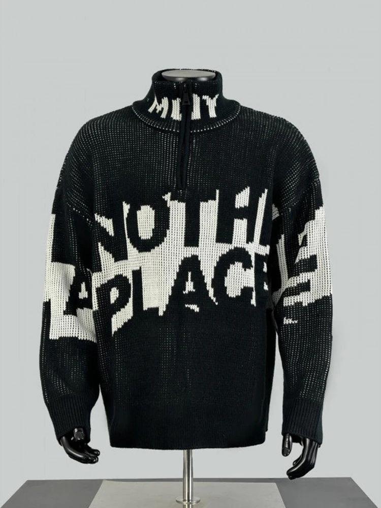 Мужской вязаный свитер свободного кроя с воротником-стойкой на молнии, зимний, модный, удобный, из мягкого материала, с буквенным принтом, для повседневной носки
Мужской вязаный свитер свободного кроя с воротником-стойкой на молнии, зимний, модный, удобный, из мягкого материала, с буквенным принтом, для повседневной носки