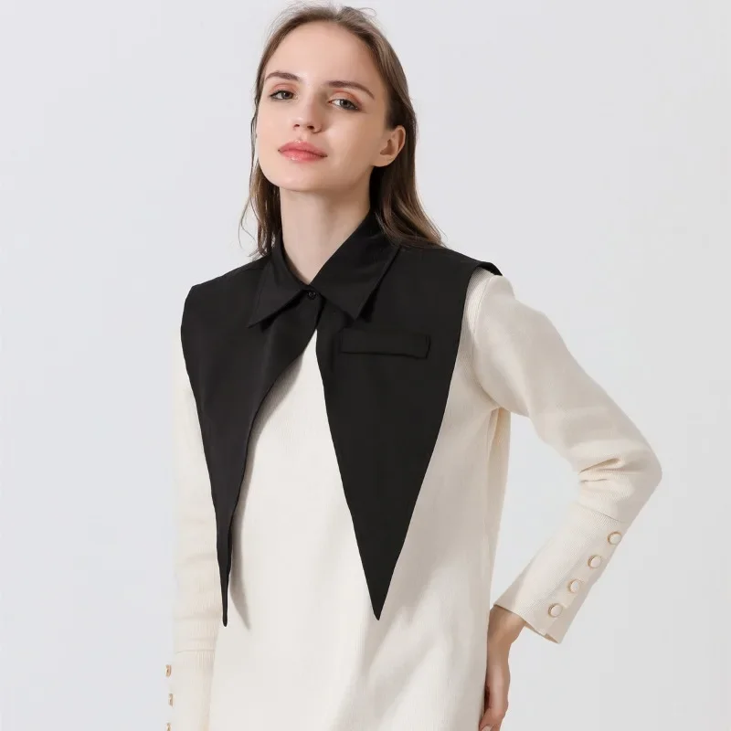 Поддельный воротник рубашки со съемным воротником, полурубашка на плоской подошве, большой шарф с длинными лацканами, женский накладной комплект, искусственные топы, треугольный воротник
Поддельный воротник рубашки со съемным воротником, полурубашка на плоской подошве, большой шарф с длинными лацканами, женский накладной комплект, искусственные топы, треугольный воротник