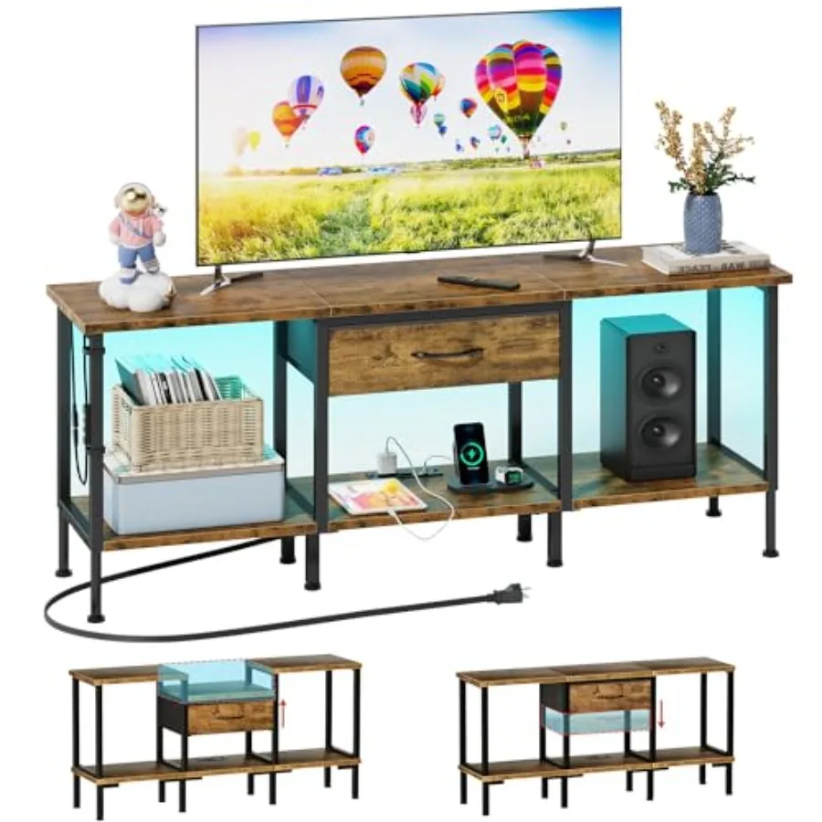 LED TV Stand for 65 60 55 ch TV, Entertament Center with Power Outlet and Fabric Drawers, dustrial TV Console Table for Livg Ro
LED TV Stand for 65 60 55 ch TV, Entertament Center with Power Outlet and Fabric Drawers, dustrial TV Console Table for Livg Ro