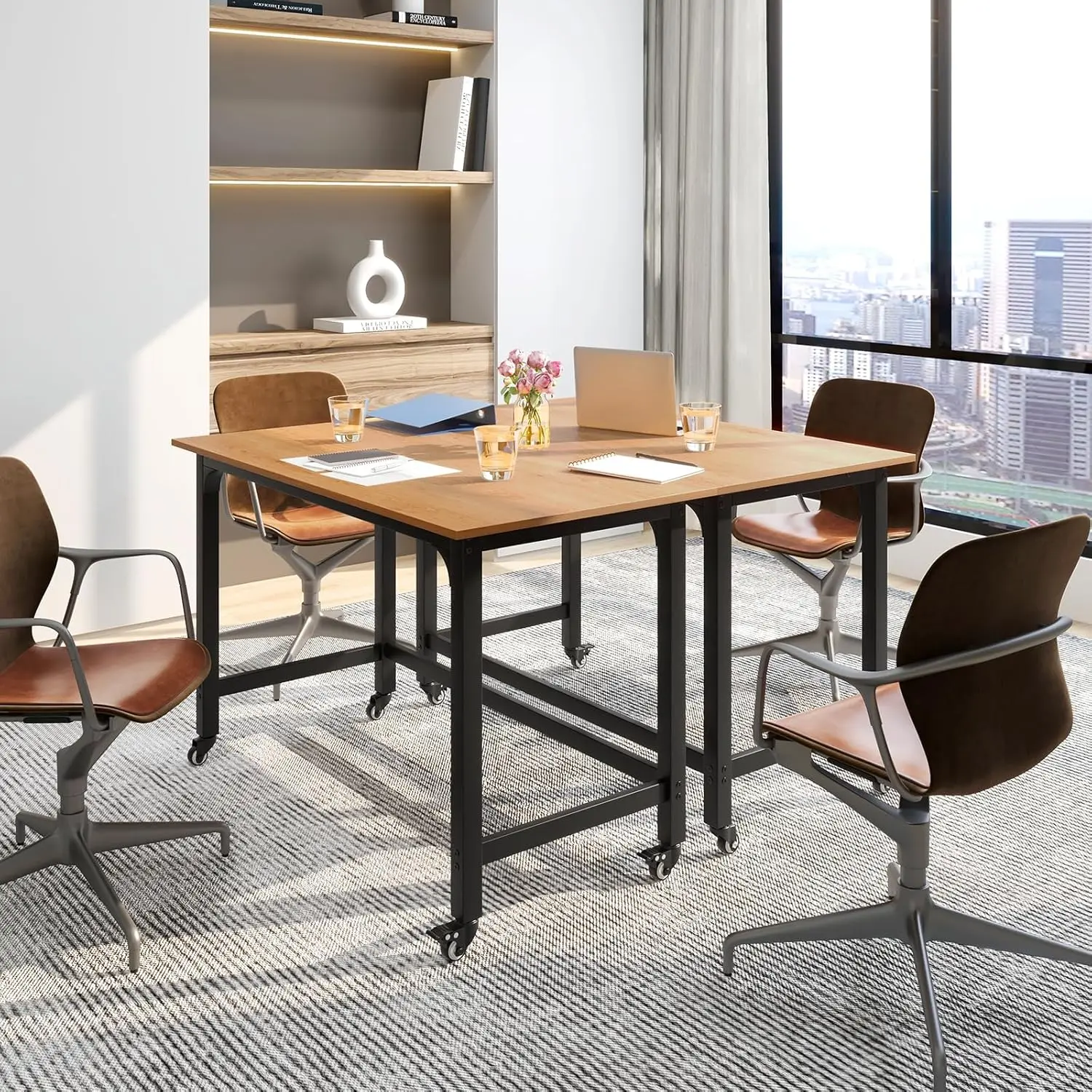 4FT Conference Table, 2 PCS 48" Rectangular Mobile Meeting Room Desk w/Removable Storage Bag & 2 Hanging Hooks, Customized
4FT Conference Table, 2 PCS 48" Rectangular Mobile Meeting Room Desk w/Removable Storage Bag & 2 Hanging Hooks, Customized