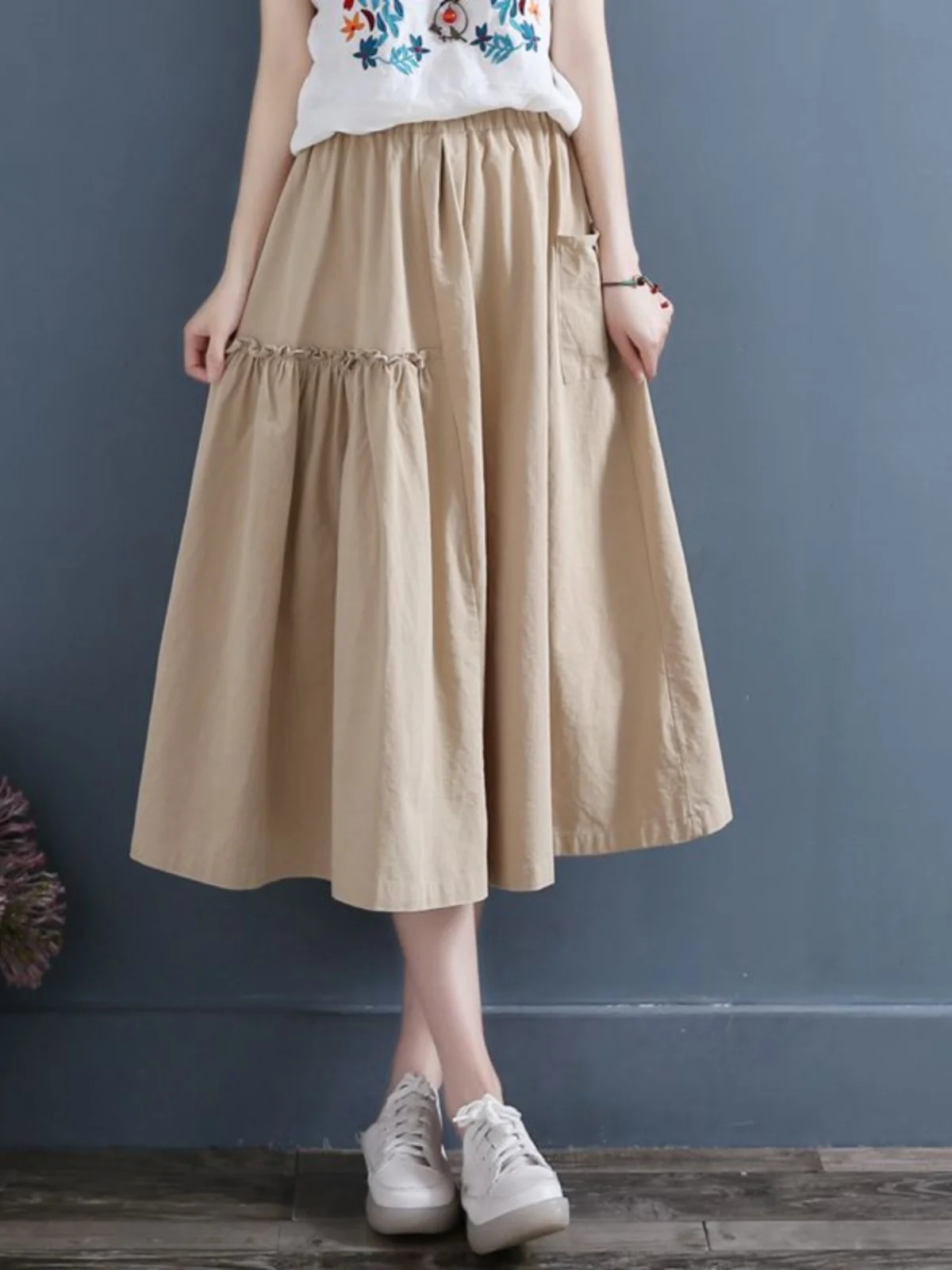 Хлопково-льняная рабочая одежда f Юбка Женская летняя ретро лесная система Деревянная сложенная юбка трапециевидной формы Свободная юбка-миди
Хлопково-льняная рабочая одежда f Юбка Женская летняя ретро лесная система Деревянная сложенная юбка трапециевидной формы Свободная юбка-миди