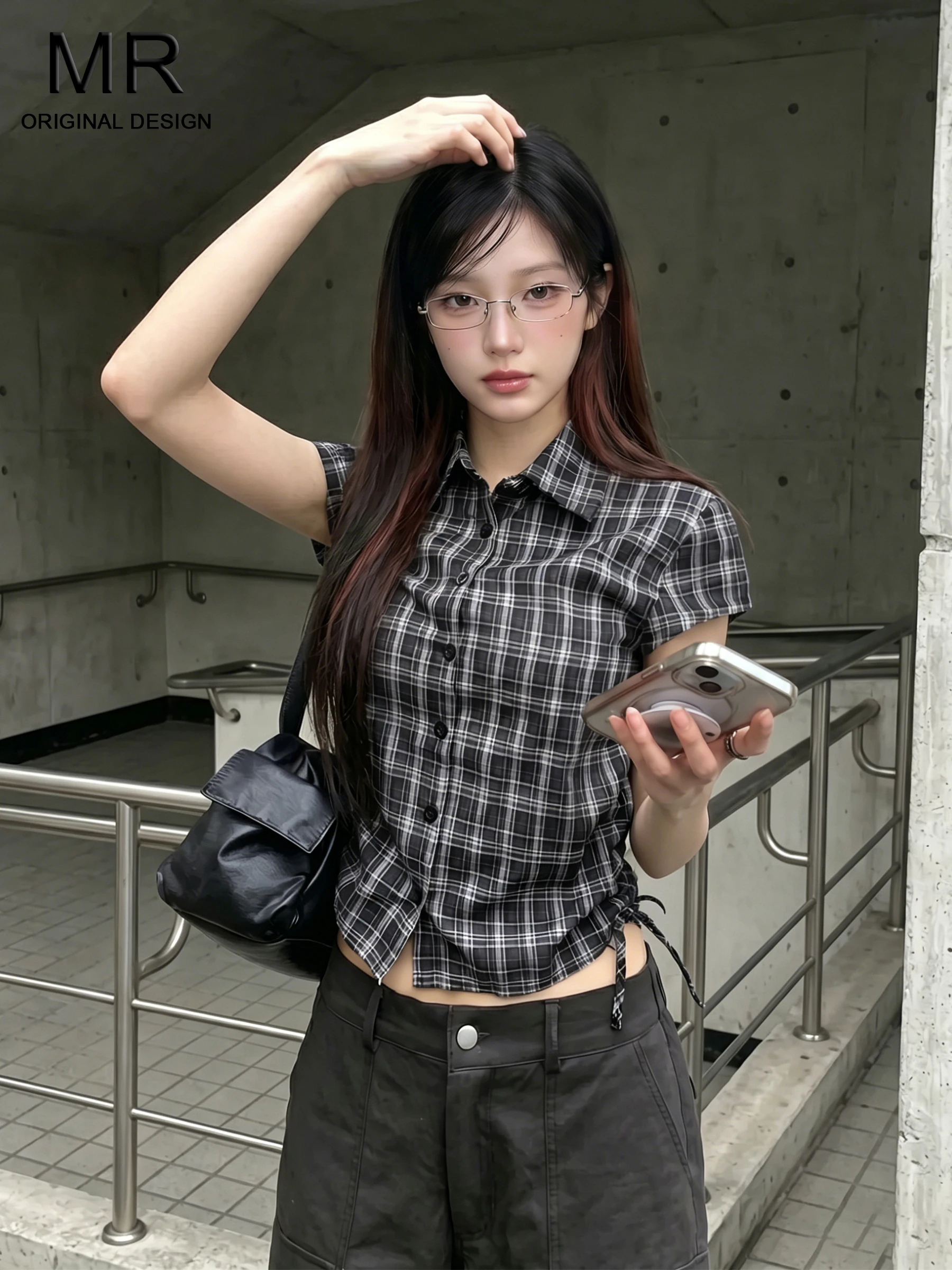Korean Design Sense Drawstring Short Sleeve Women's Shirt 2026 New Summer Plaid Waist Cinched Slimming Short Length Top
Korean Design Sense Drawstring Short Sleeve Women's Shirt 2026 New Summer Plaid Waist Cinched Slimming Short Length Top