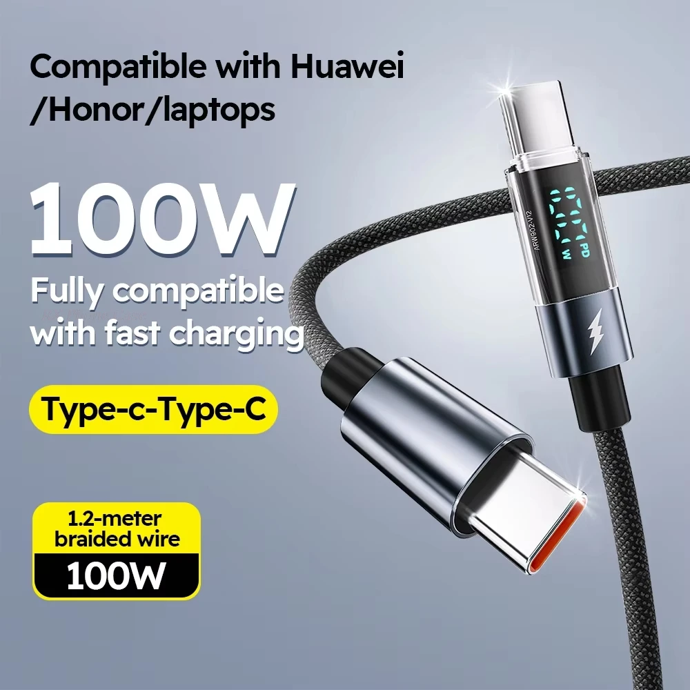 100W Fast Charging Type C Cable with Digital Display Compatible with Multiple Brand Mobile Phones And Tablets for iPhone Samsung
100W Fast Charging Type C Cable with Digital Display Compatible with Multiple Brand Mobile Phones And Tablets for iPhone Samsung