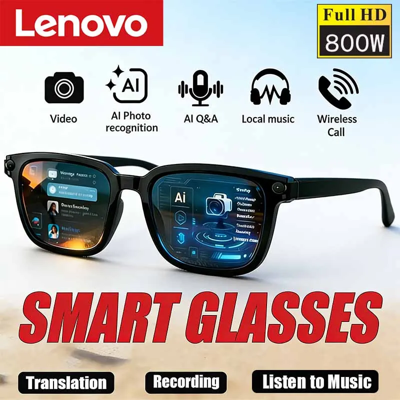 Lenovo AI Smart Glasses AI Translation 8MP HD Camera 4K Shooting Image Conversation Recording Listening To Music Smart Glasses
Lenovo AI Smart Glasses AI Translation 8MP HD Camera 4K Shooting Image Conversation Recording Listening To Music Smart Glasses