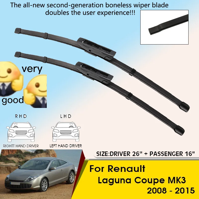 Car Wiper Blades For Renault Laguna Coupe MK3 2008-2015 Windshield Windscreen Front Window Blades 26"+16" Car Accessories
Car Wiper Blades For Renault Laguna Coupe MK3 2008-2015 Windshield Windscreen Front Window Blades 26"+16" Car Accessories