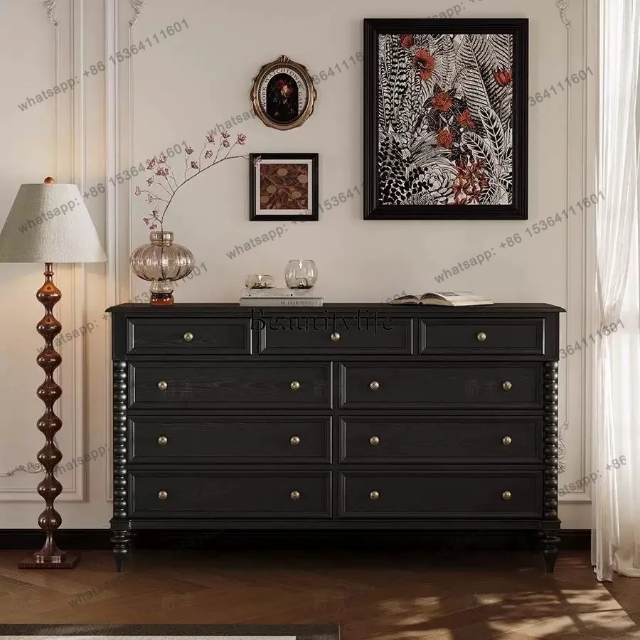 LD33French retro solid wood black living room against the wall locker bedroom dresser chest cabinet integrated
LD33French retro solid wood black living room against the wall locker bedroom dresser chest cabinet integrated