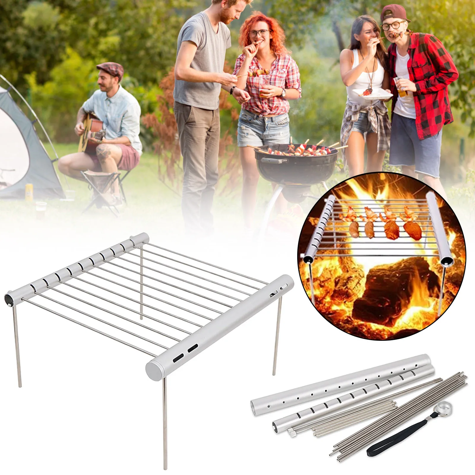 Camping BBQ Stove Rack Outdoor Folding Tube Camping Firewood Stove BBQ Grill Barbecue Accessories For Home Park Use
Camping BBQ Stove Rack Outdoor Folding Tube Camping Firewood Stove BBQ Grill Barbecue Accessories For Home Park Use