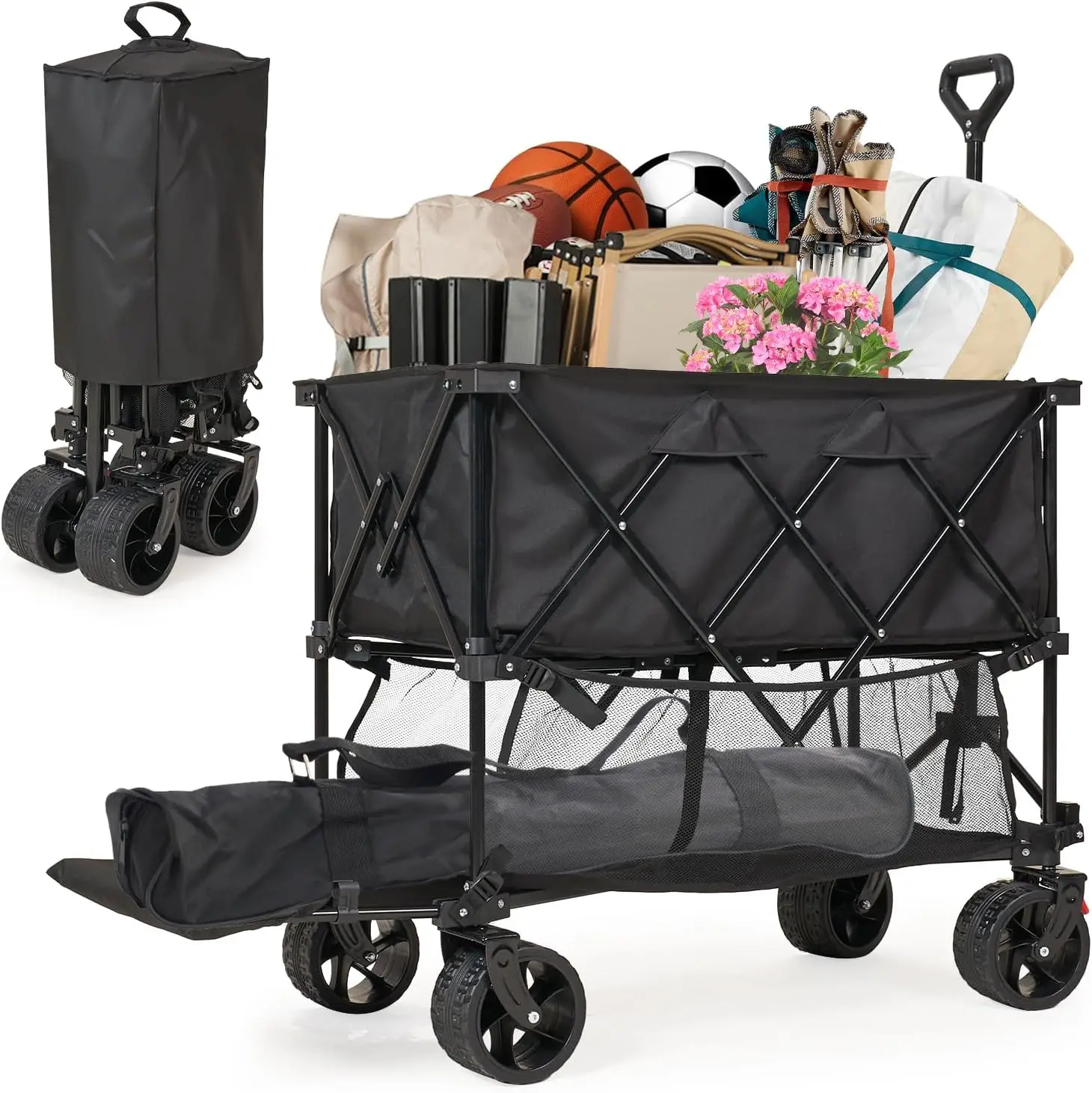 Heavy Duty Collapsible Beach Wagon Cart - 600LBS Capacity Pro-Grade Folding Utility Cart with Extra-Wide All-Terrain Wheels, Loc
Heavy Duty Collapsible Beach Wagon Cart - 600LBS Capacity Pro-Grade Folding Utility Cart with Extra-Wide All-Terrain Wheels, Loc