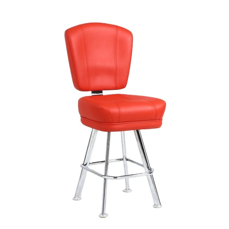 Stainless steel casino stool four-legged red fabric insert chair with footstool
Stainless steel casino stool four-legged red fabric insert chair with footstool