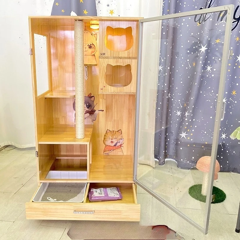 Villa Cat House Real Wooden Home Cat House with Drawer Toilet Indoor Small Luxury Cat Cage Apartment
Villa Cat House Real Wooden Home Cat House with Drawer Toilet Indoor Small Luxury Cat Cage Apartment