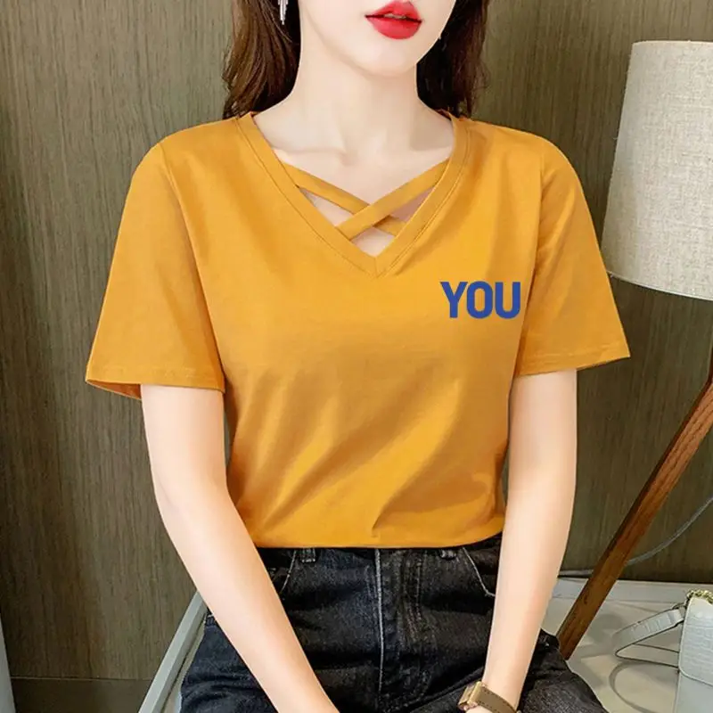 Fashion V-Neck Hollow Out Letter Casual T-Shirt Female Clothing 2023 Summer New Oversized All-match Tops Korean Tee Shirt
Fashion V-Neck Hollow Out Letter Casual T-Shirt Female Clothing 2023 Summer New Oversized All-match Tops Korean Tee Shirt
