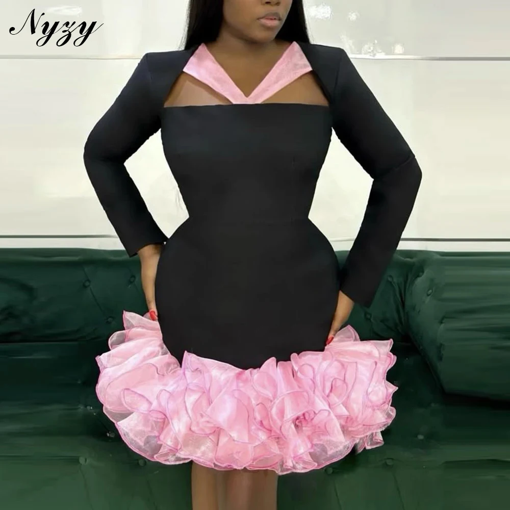 NYZY C630 Customized Satin Long Sleeves Pink Ruffles Cocktail Dresses Sexy Sheath Date Birthday Party Gowns Mini Evening Dress
NYZY C630 Customized Satin Long Sleeves Pink Ruffles Cocktail Dresses Sexy Sheath Date Birthday Party Gowns Mini Evening Dress